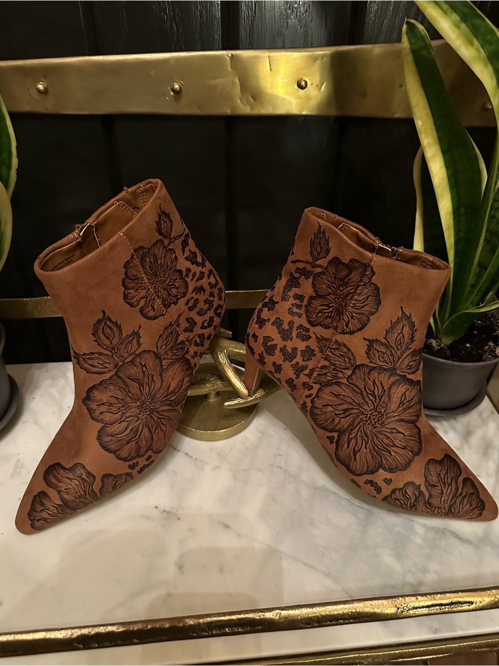 CUSTOM HAND BURNED suede boots country western cowgirl cowboy booties BOHO Sz 11 - Picture 12 of 15